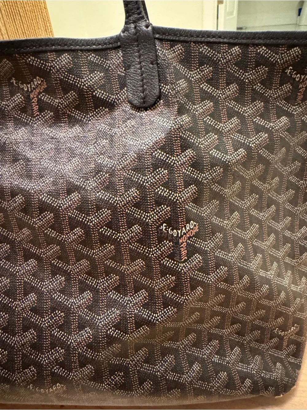 Goyard Black Chevron Saint Louis Tote with Matching Pouch